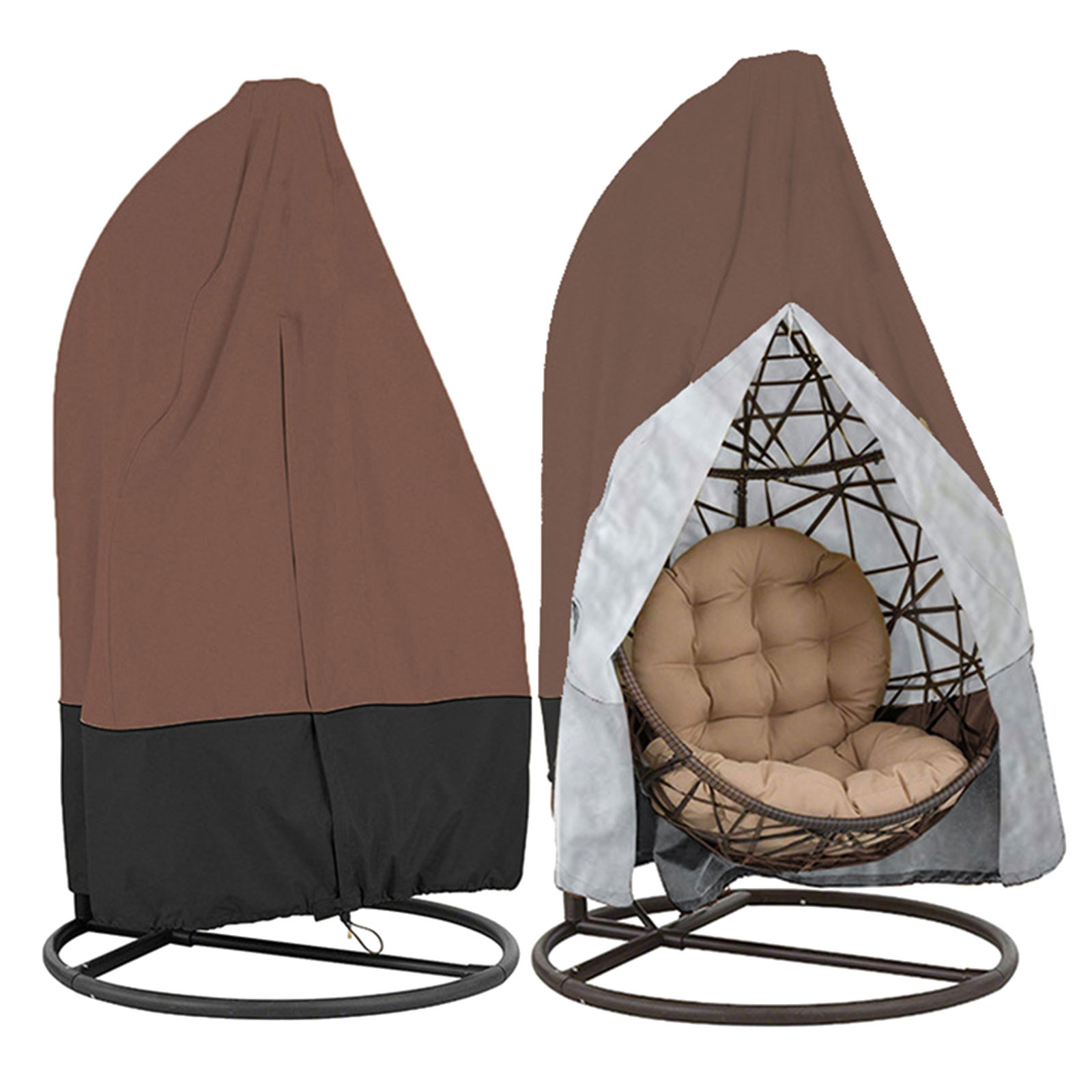shyuyusa Patio Hanging Egg Chair Covers, Outdoor Chair Covers Patio Hanging Egg Chair Cover - Waterproof Outdoor Single Seat Wicker Swing Egg Chair with Stand Protector